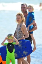 Naomi Watts makes a splash as she joins the family at Bondi Beach **USA ONLY**