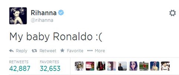 Ronaldo, Rihanna'yı da ağlattı 3 ronaldo rihanna