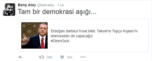 Barış Atay’dan Cumhurbaşkanı Erdoğan'a: Tam bir demokrasi aşığı 3 baris atay
