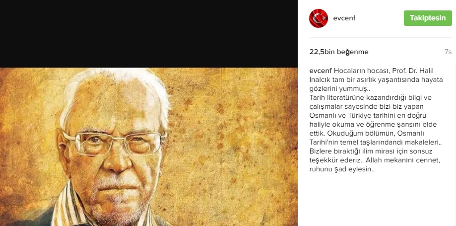 Fahriye Evcen'den Halil İnalcık mesajı 3 Fahriye Evcen'den Halil İnalcık mesajı
