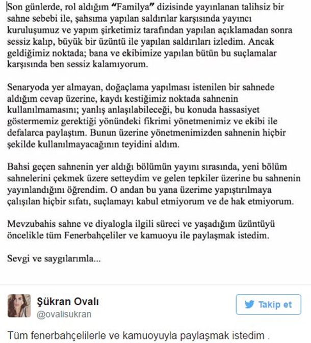 Fenerbahçe taraftarlarının tepkisini çeken Şükran Ovalı Twtitter'dan açıklamalarda bulundu