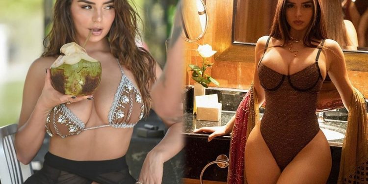 Demi Rose köpeğini seksi mayosuyla gezdirdi 1 Demi Rose köpeğini seksi mayosuyla gezdirdi